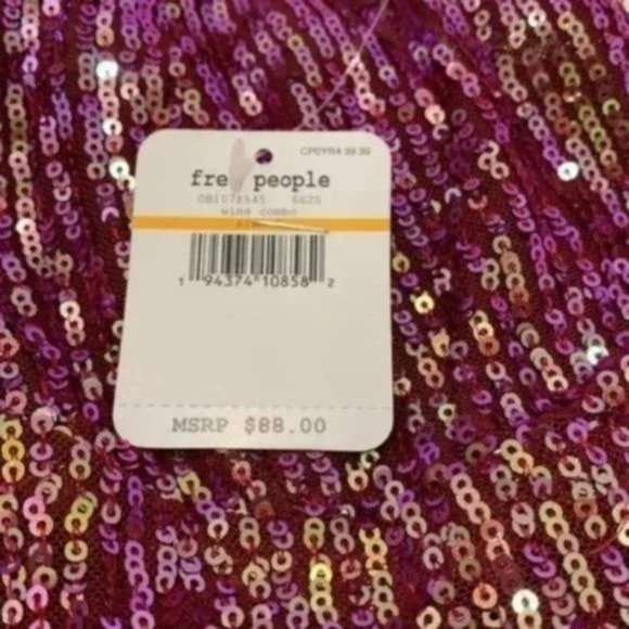 Free People Rush Sequin Wine Dress. XS,S,M,L - Picture 5 of 11